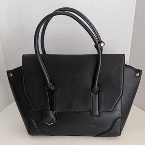 H&M faux leather black tote handbag